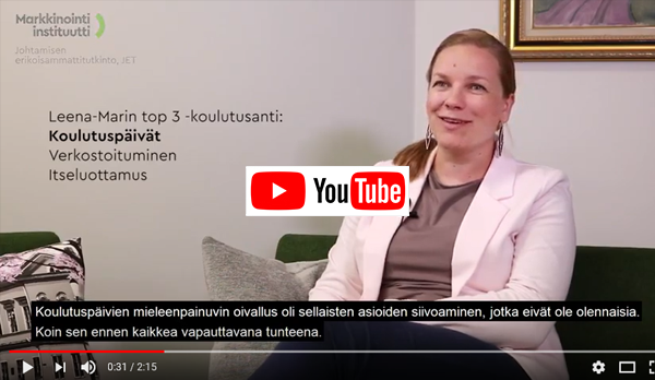 Leena-Mari Tanskanen kertoo kokemuksistaan johtamisen tutkinnon opiskelusta. katso video.