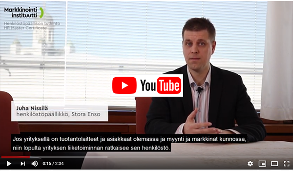 Juha Nissilä kertoo videolla kokemuksiaan henkilöstökoulutuksista Markkinointi-instituutissa. Kokemuksia henkilöstökoulutuksista
