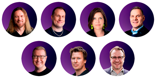 Valmentajina tekoälyn ja liiketoiminnan huippuasiantuntijat: Antti Merilehto, Sani Leino, Hanna Hagström, Pasi Lehtimäki, Antti Kiukas, Jukka Ala-Mutka, Mikko Alasaarela. Valmentajat Tekoälyjohtamisen valmennusohjelma.